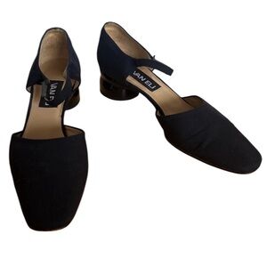 Vaneli Matte Navy Blue Heels Mary Jane Square Toe Size 7.5